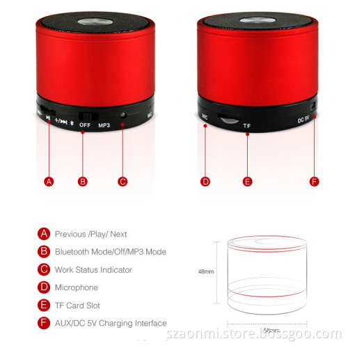 Support Micro SD Card Mini Portable Bluetooth Speaker